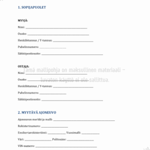 Ajoneuvon Myyntisopimus & Kauppakirja - Ladattava Word ja PDF Pohja
