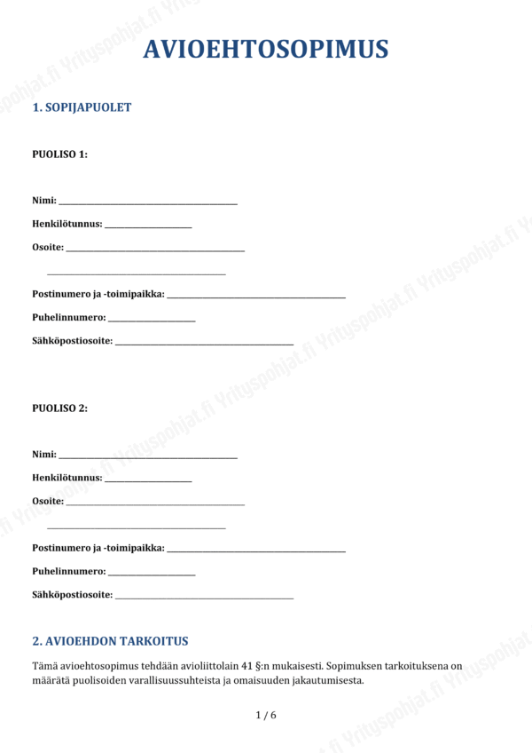 avioehtosopimuksen pohja