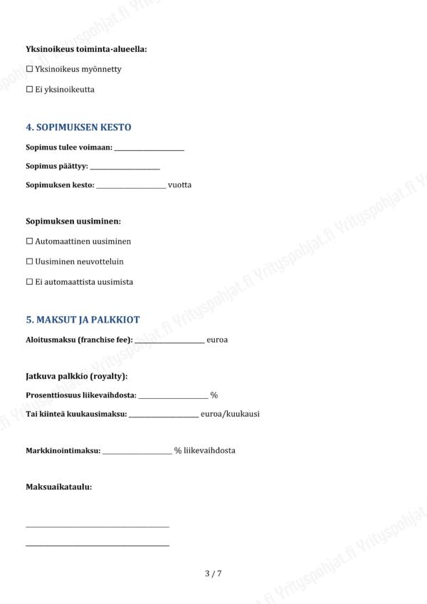 Franchising Sopimus - Muokattava Pohja - Image 3