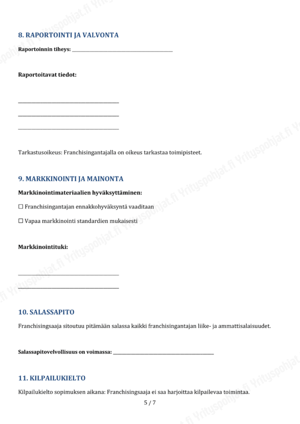 Franchising Sopimus - Muokattava Pohja - Image 5