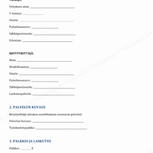 kevytyrittäjän sopimuspohja
