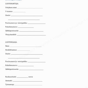 Luottosopimus - Muokattava Word & PDF Pohja