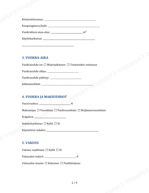 Maanvuokrasopimus - Muokattava Pohja - Image 2