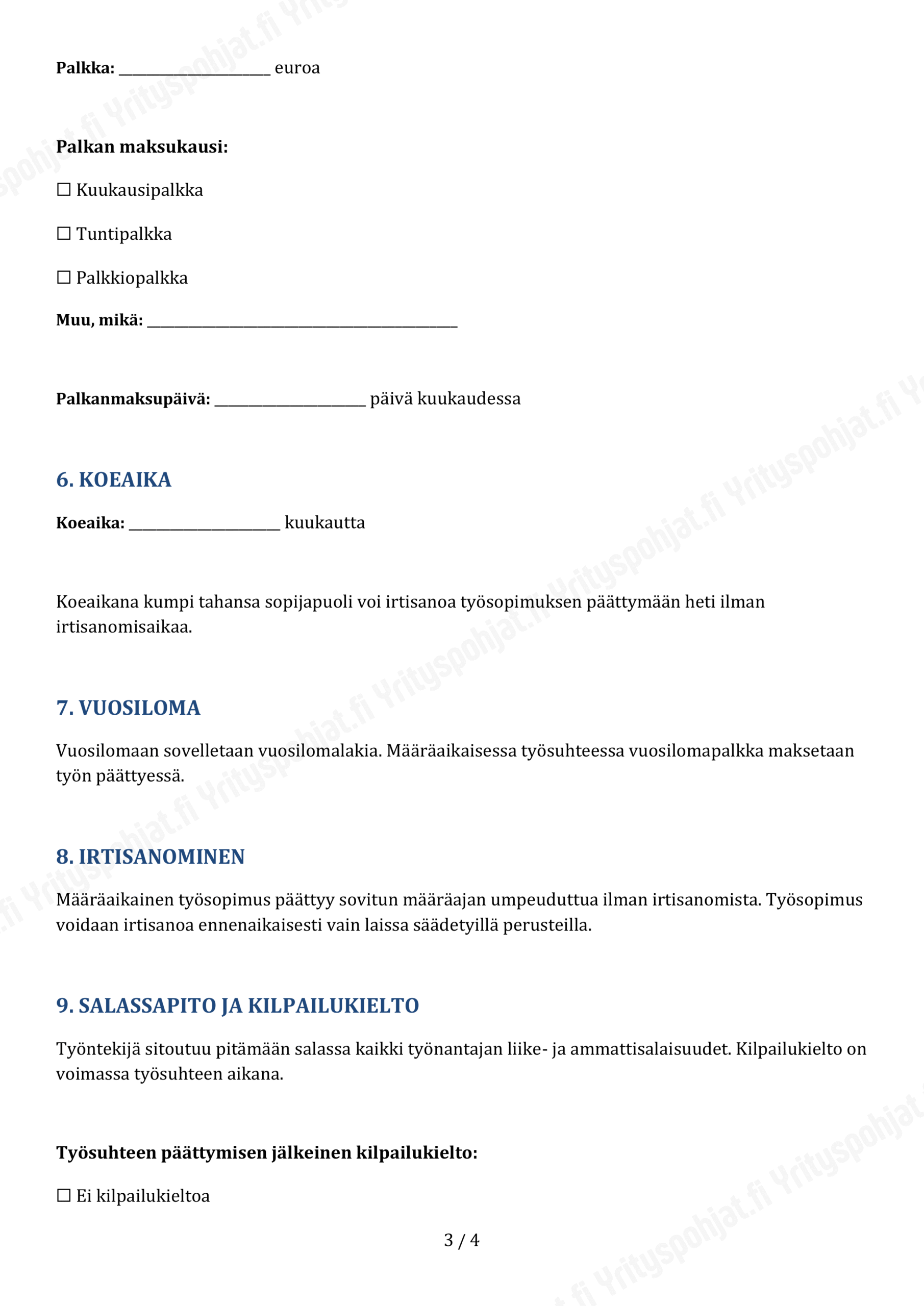 M r aikainen Ty sopimus Muokattava Pohja Yrityspohjat