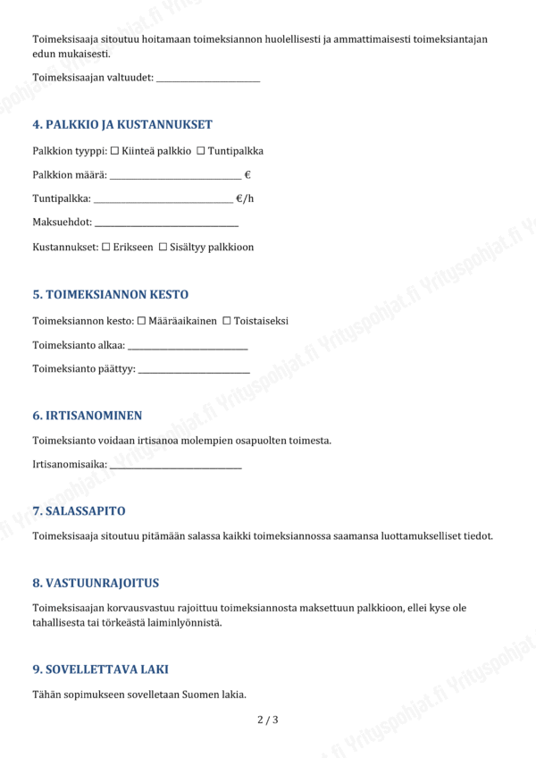 Toimeksiantosopimus - Muokattava Pohja - Image 2