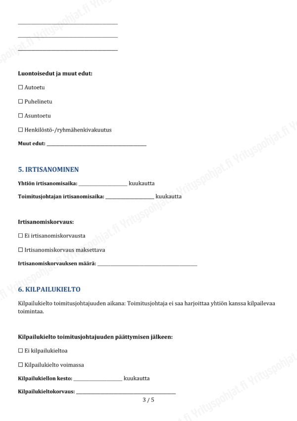 Toimitusjohtajan Sopimus - Muokattava Pohja - Image 3