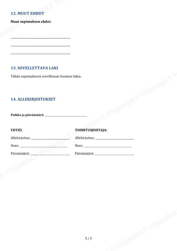 Toimitusjohtajan Sopimus - Muokattava Pohja - Image 5