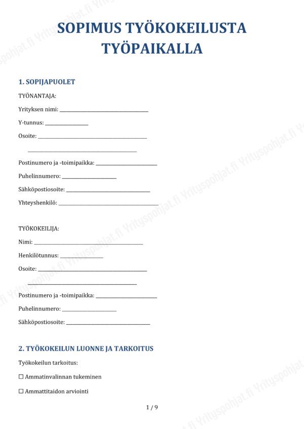 Työkokeilu - Muokattava Sopimuspohja