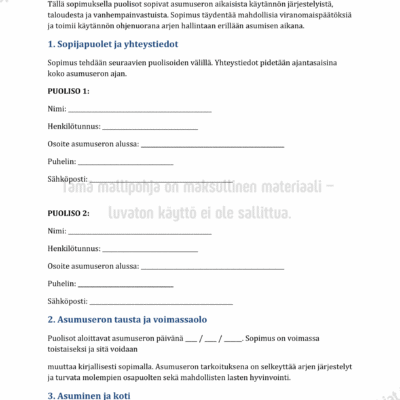 Asumuseron Sopimus - Muokattava Mallipohja