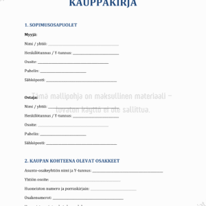 Asunto-osakkeen Kauppakirja - Muokattava Mallipohja