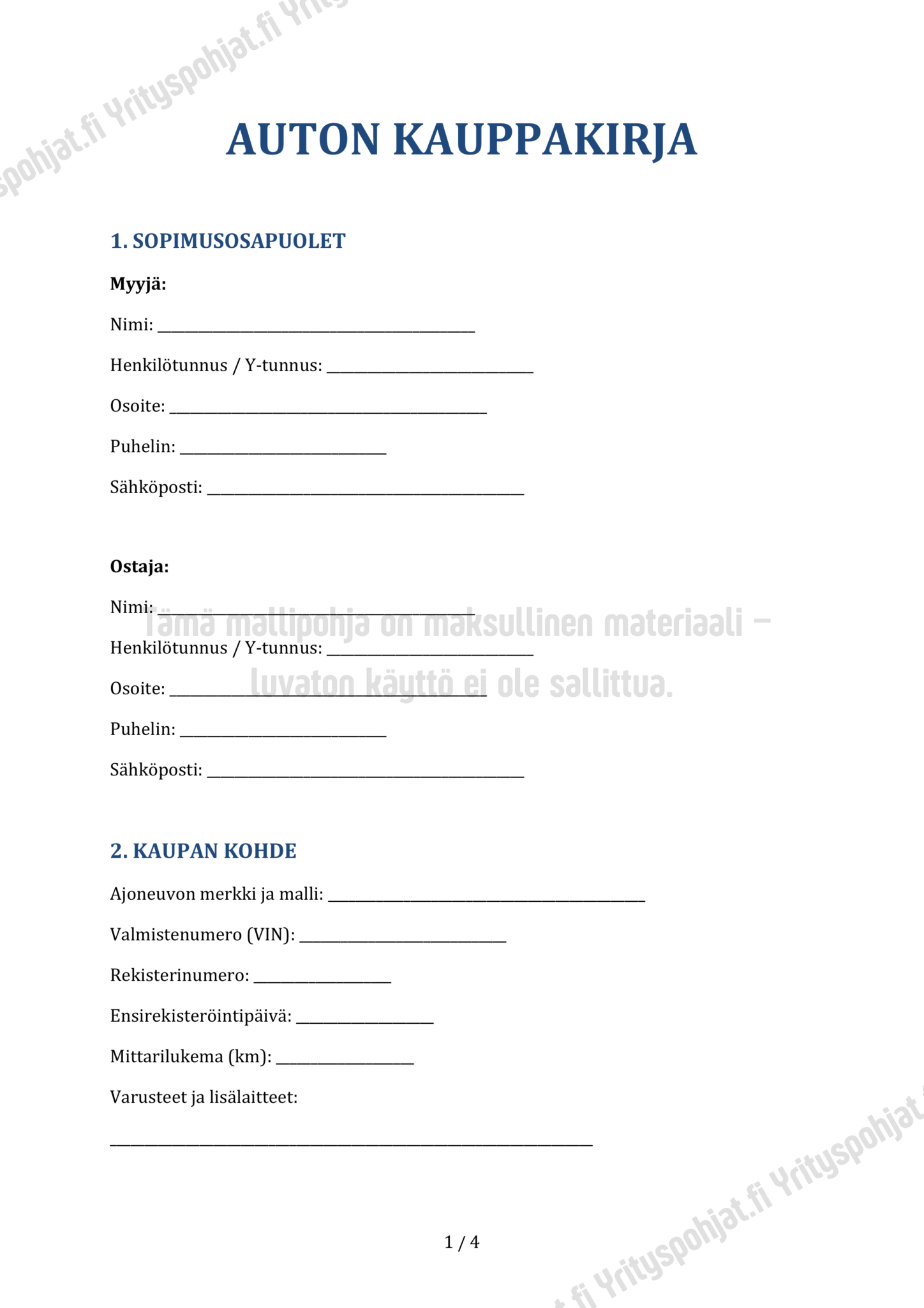Auton Kauppakirja Muokattava Mallipohja Yrityspohjat Auton Kauppakirja Muokattava Mallipohja Yrityspohjat