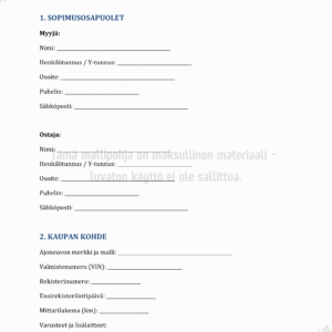 Auton Kauppakirja - Muokattava Mallipohja