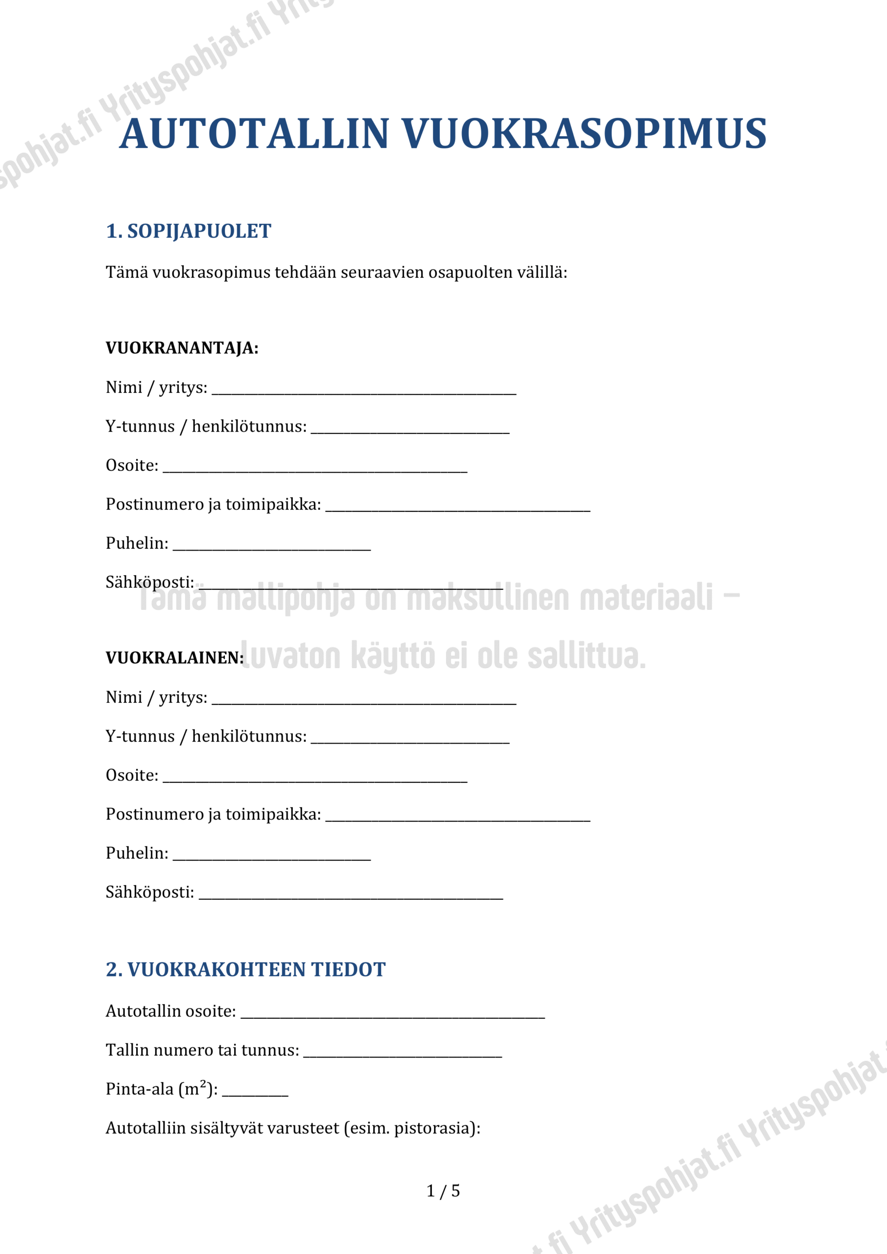 Autotallin Vuokrasopimus Word Ja PDF Mallipohja Yrityspohjat Autotallin Vuokrasopimus Word Ja PDF Mallipohja Yrityspohjat