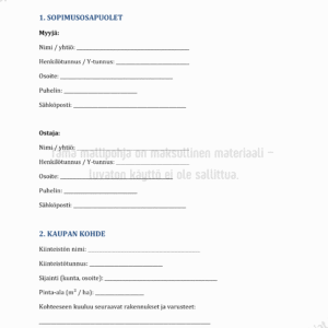 Kiinteistön Kauppakirja - Word ja PDF Mallipohja
