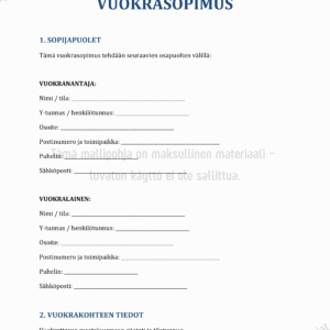 Maatalousmaan Vuokrasopimus - Muokattava Mallipohja