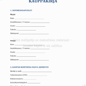 Moottoripyörän Kauppakirja - Muokattava Mallipohja