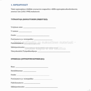 Oppisopimus - Muokattava Mallipohja