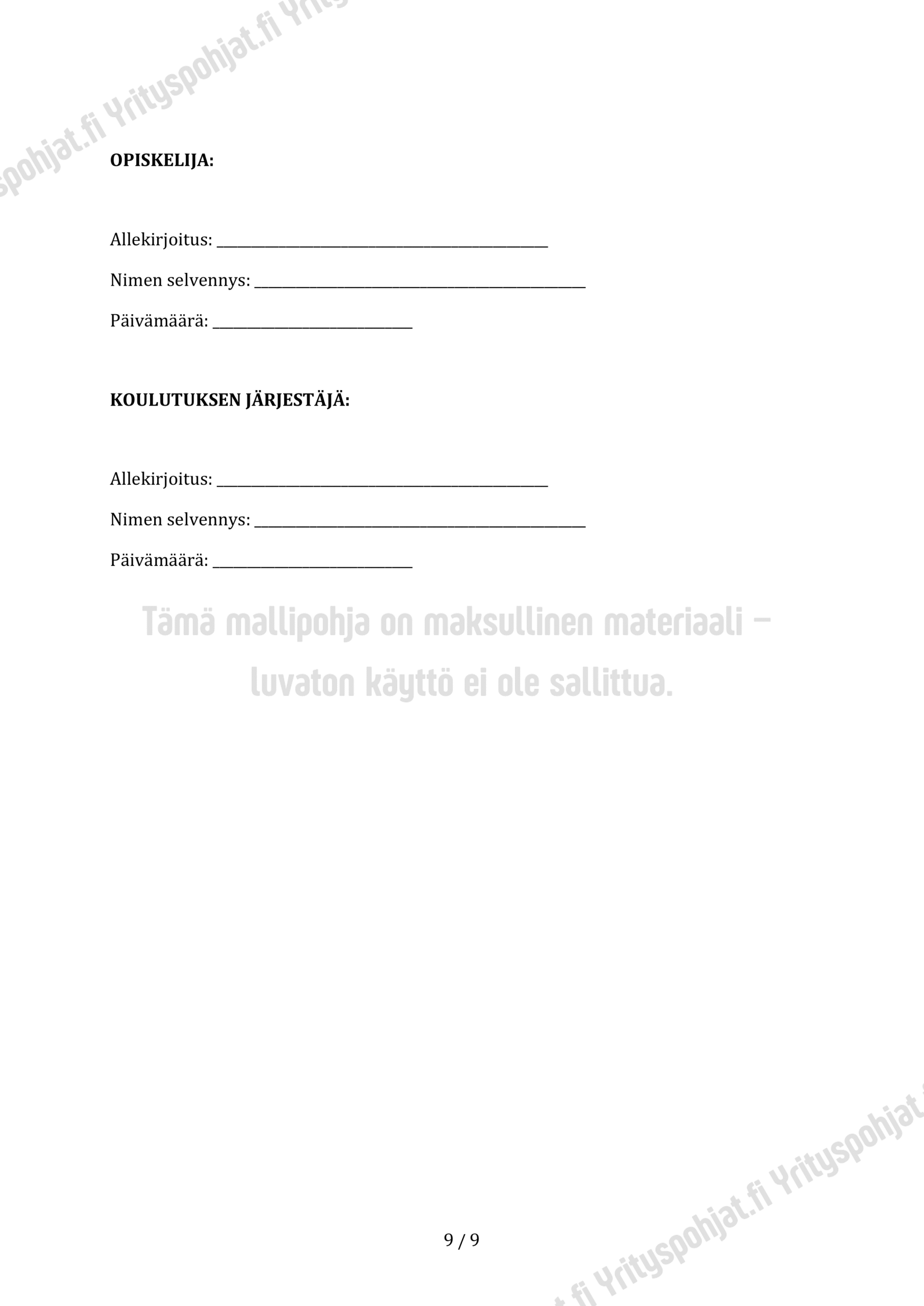Oppisopimus Muokattava Mallipohja Yrityspohjat
