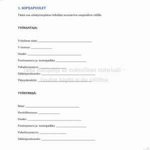Osa-aikatyösopimus - Word & PDF Mallipohja