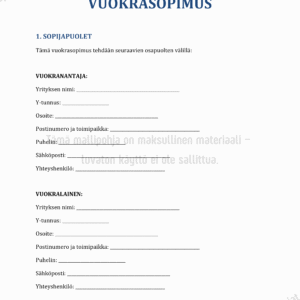 Tehdashallin Vuokrasopimus - Muokattava Mallipohja