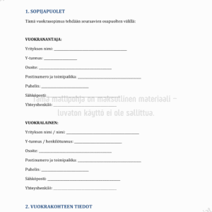 Toimitilan Vuokrasopimus - Word & PDF Mallipohja