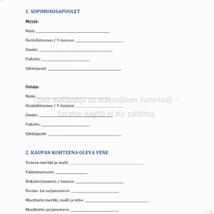 Veneen Kauppakirja - Muokattava Mallipohja