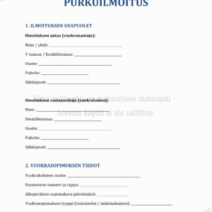 Vuokrasopimuksen Purkuilmoitus - Muokattava Mallipohja