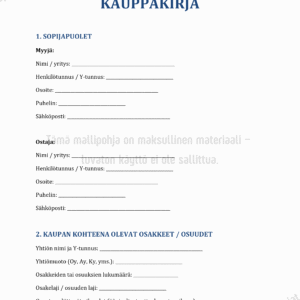 Yhtiön Osuuden Kauppakirja - Muokattava Mallipohja